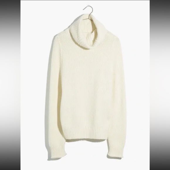 MADEWELL Varick Wool Alpaca Blend Knit Turtleneck Pullover Sweater Size S Ivory - Picture 2 of 10